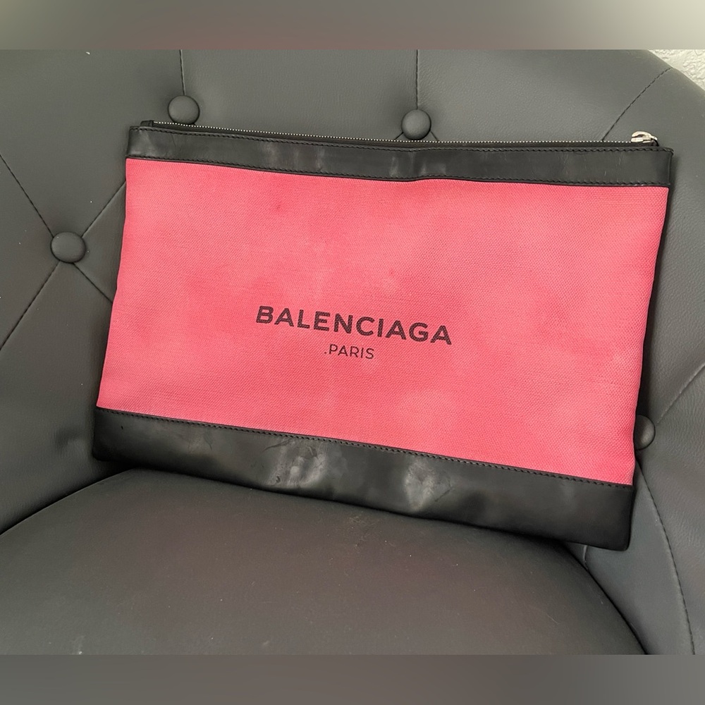 Vintage Balenciaga Logo Print Clutch Bag-Large 15”x 10”
